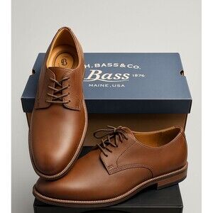 NEW IN BOX-G.H.BASS HUXTABLE MEN'S BROWN LEATHER DRESS LACE UP SHOES Sz 8.5